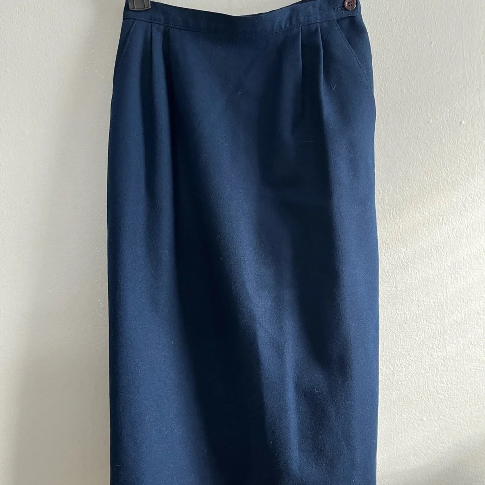 Vintage Pendleton 100% Wool Navy Midi Skirt - Picture 1 of 4